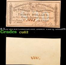 1864 3rd Series Confederate States Thirty Dollars Note Grades Select CU