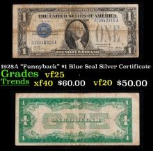 1928A "Funnyback" $1 Blue Seal Silver Certificate Grades vf+