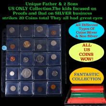 Unique Father & 2 Sons US ONLY Collection,The kids focused on Proofs and Dad on SILVER business stri