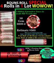 THIS AUCTION ONLY! BU Shotgun Lincoln 1c roll, 2009-d Splitter 50 pcs Plus THREE bonus random date B