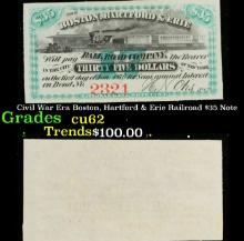 Civil War Era Boston, Hartford & Erie Railroad $35 Note Grades Select CU