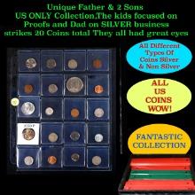 Unique Father & 2 Sons US ONLY Collection,The kids focused on Proofs and Dad on SILVER business stri