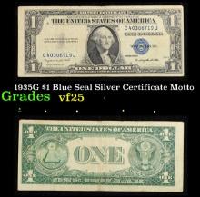 1935G $1 Blue Seal Silver Certificate Grades vf+ Motto