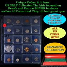 Unique Father & 2 Sons US ONLY Collection,The kids focused on Proofs and Dad on SILVER business stri