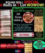 THIS AUCTION ONLY! BU Shotgun Lincoln 1c roll, 1989-p 50 pcs Plus THREE bonus random date BU roll! B