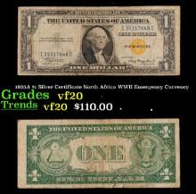 1935A $1 Silver Certificate North Africa WWII Emergency Currency Grades vf, very fine