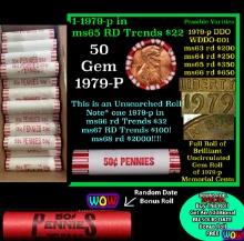 THIS AUCTION ONLY! BU Shotgun Lincoln 1c roll, 1979-p 50 pcs Plus one bonus random date BU roll! Ban