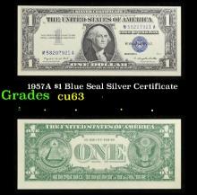 1957A $1 Blue Seal Silver Certificate Grades Select CU