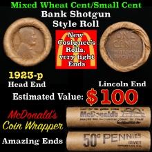 Lincoln Wheat Cent 1c Mixed Roll Orig Brandt McDonalds Wrapper, 1923-p end, Wheat other end