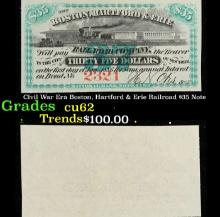 Civil War Era Boston, Hartford & Erie Railroad $35 Note Grades Select CU