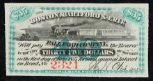 Civil War Era Boston, Hartford & Erie Railroad $35 Note Grades Select CU