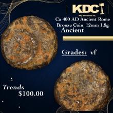 Ca 400 AD Ancient Rome Bronze Coin, 12mm 1.8g Ancient Grades vf