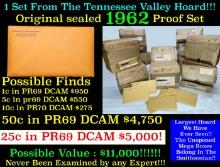 ***Auction Highlight*** Original sealed 1962 United States Mint Proof Set Tennessee Valley Hoard (Fc