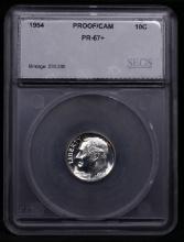 Proof 1954 Roosevelt Dime 10c Graded pr67+ cam BY SEGS