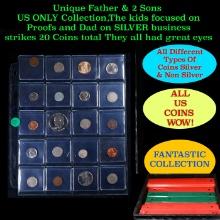 Unique Father & 2 Sons US ONLY Collection,The kids focused on Proofs and Dad on SILVER business stri