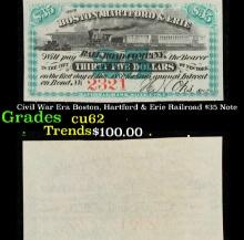 Civil War Era Boston, Hartford & Erie Railroad $35 Note Grades Select CU