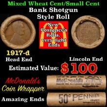 Lincoln Wheat Cent 1c Mixed Roll Orig Brandt McDonalds Wrapper, 1917-d end, Wheat other end