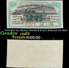 Civil War Era Boston, Hartford & Erie Railroad $35 Note Grades Select CU