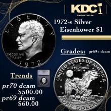 Proof 1972-s Silver Eisenhower Dollar $1 Graded pr69+ dcam BY SEGS