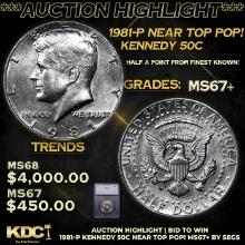 ***Auction Highlight*** 1981-p Kennedy Half Dollar Near Top Pop! 50c Graded ms67+ BY SEGS (fc)