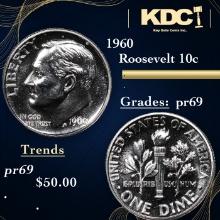 Proof 1960 Roosevelt Dime 10c Grades GEM++ Proof