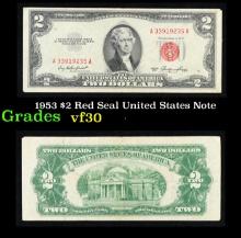 1953 $2 Red Seal United States Note Grades vf++