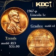 1967-p Lincoln Cent 1c Grades GEM+ Unc RD