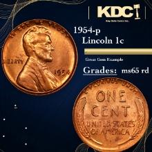 1954-p Lincoln Cent 1c Grades GEM Unc RD