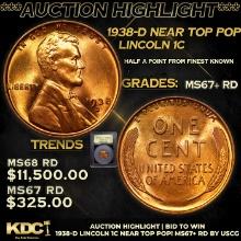 ***Auction Highlight*** 1938-d Lincoln Cent Near Top Pop! 1c Graded GEM++ RD By USCG (fc)