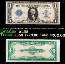 1923 $1 large size Blue Seal Silver Certificate Grades Choice AU/BU Slider Signatures Speelman/White