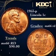 1953-p Lincoln Cent 1c Grades GEM+ Unc RD