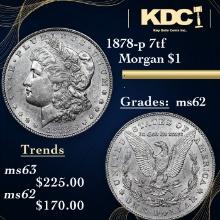 1878-p 7tf Morgan Dollar $1 Grades Select Unc