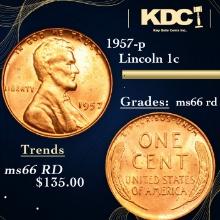 1957-p Lincoln Cent 1c Grades GEM+ Unc RD