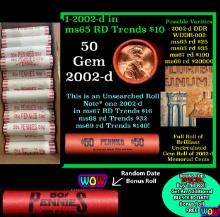 THIS AUCTION ONLY! BU Shotgun Lincoln 1c roll, 2002-d 50 pcs Plus one bonus random date BU roll! Ban