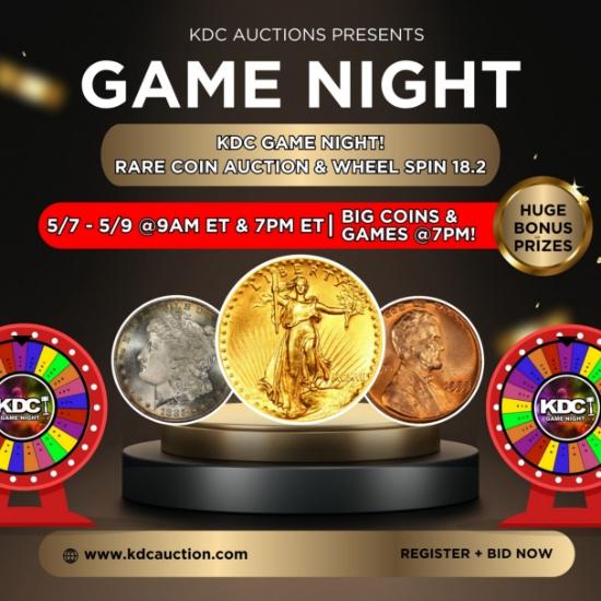 KDC GameNight! Rare Coin Auction & Wheel Spin 18.2