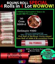 THIS AUCTION ONLY! BU Shotgun Lincoln 1c roll, 2009-d Splitter 50 pcs Plus THREE bonus random date B