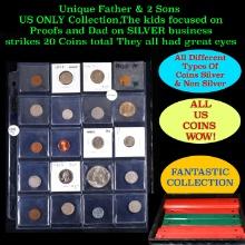 Unique Father & 2 Sons US ONLY Collection,The kids focused on Proofs and Dad on SILVER business stri