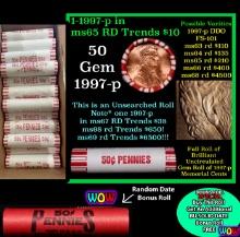 THIS AUCTION ONLY! BU Shotgun Lincoln 1c roll, 1997-p 50 pcs Plus one bonus random date BU roll! Ban