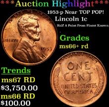 ***Auction Highlight*** 1953-p Lincoln Cent Near TOP POP! 1c Graded GEM++ RD By USCG (fc)