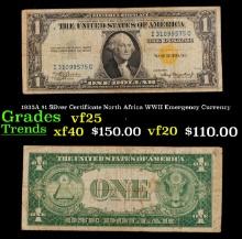 1935A $1 Silver Certificate North Africa WWII Emergency Currency Grades vf+