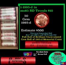 THIS AUCTION ONLY! BU Shotgun Lincoln 1c roll, 1995-d 50 pcs Plus one bonus random date BU roll! Ban