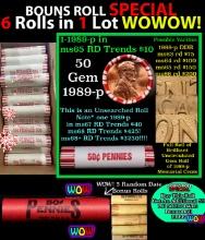 THIS AUCTION ONLY! BU Shotgun Lincoln 1c roll, 1989-p 50 pcs Plus THREE bonus random date BU roll! B