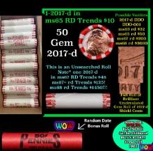 THIS AUCTION ONLY! BU Shotgun Lincoln 1c roll, 2017-d 50 pcs Plus one bonus random date BU roll! Ban