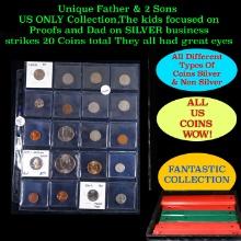 Unique Father & 2 Sons US ONLY Collection,The kids focused on Proofs and Dad on SILVER business stri