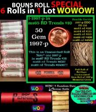 THIS AUCTION ONLY! BU Shotgun Lincoln 1c roll, 1997-p 50 pcs Plus THREE bonus random date BU roll! B