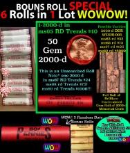 THIS AUCTION ONLY! BU Shotgun Lincoln 1c roll, 2000-d 50 pcs Plus THREE bonus random date BU roll! B