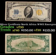 1934A $10 Silver Certificate North Africa WWII Emergency Currency Grades vf++