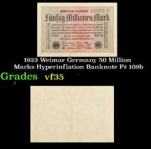 1923 Weimar Germany 50 Million Marks Hyperinflation Banknote P# 109b vf++