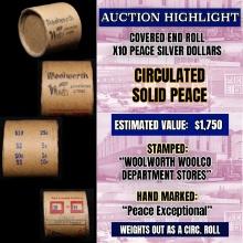 Wow! Covered End Roll! Marked "Peace Exceptional"! X10 Coins Inside! (FC)