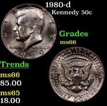 1980-d Kennedy Half Dollar 50c Grades GEM+ Unc